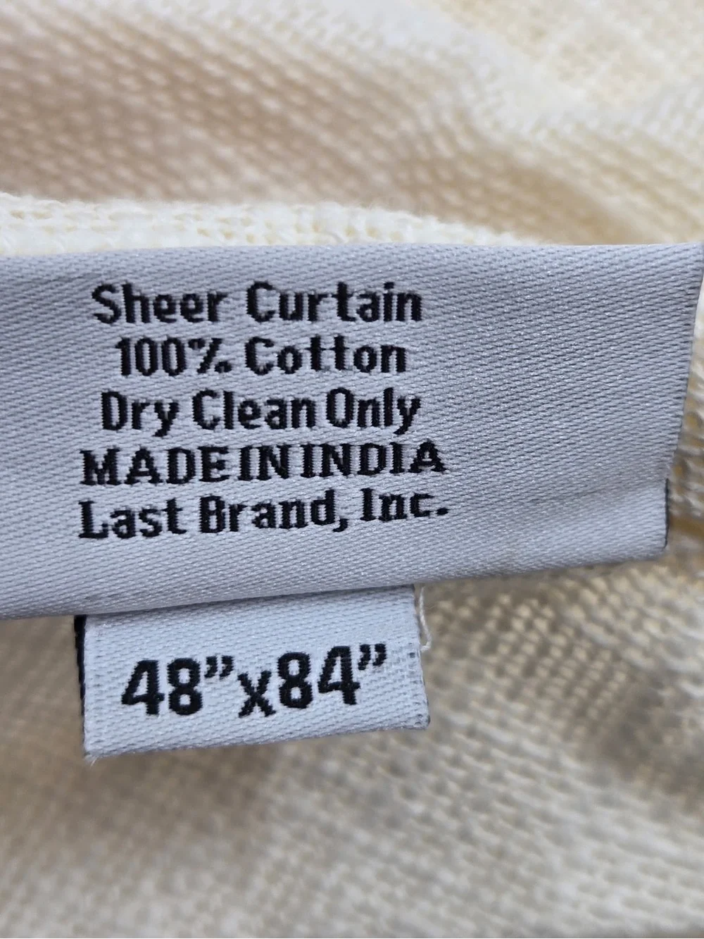 NWT QUINCE Set Of 4 48x84 Cotton Sheer Curtains Ivory 0740